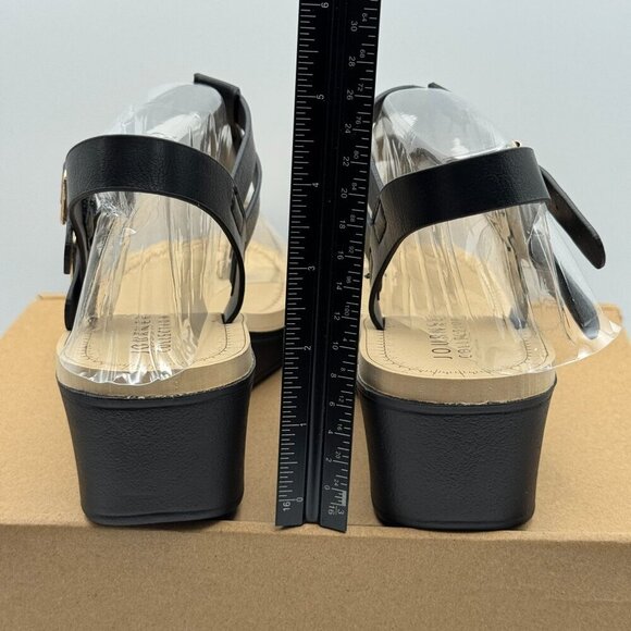 Journey Womens Bianca Black Wedge Sandals Dual Buckle Straps Size 8 - Picture 4 of 7